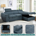 Eiram Oslo 5‑Seater L‑Shape Sofa Cum Bed with Hidden Storage & Magazine Pocket