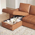Eiram Berlin 5‑Seater L‑Shape Sofa Cum Bed with Hidden Storage & Magazine Pocket