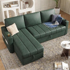 Eiram Berlin 5‑Seater L‑Shape Sofa Cum Bed with Hidden Storage & Magazine Pocket