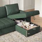 Eiram Berlin 5‑Seater L‑Shape Sofa Cum Bed with Hidden Storage & Magazine Pocket