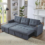 Eiram Berlin 5‑Seater L‑Shape Sofa Cum Bed with Hidden Storage & Magazine Pocket