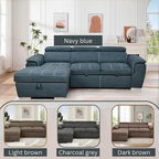 Eiram Oslo 5‑Seater L‑Shape Sofa Cum Bed with Hidden Storage & Magazine Pocket