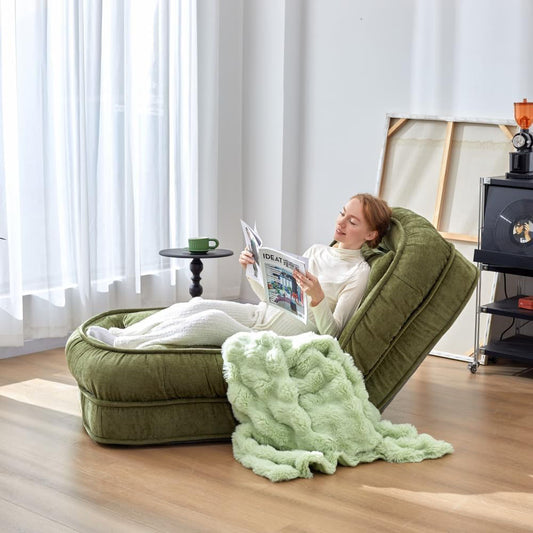 Eiram Living Olive Fluffy Foldable Sofa Cum Bed For Living Room