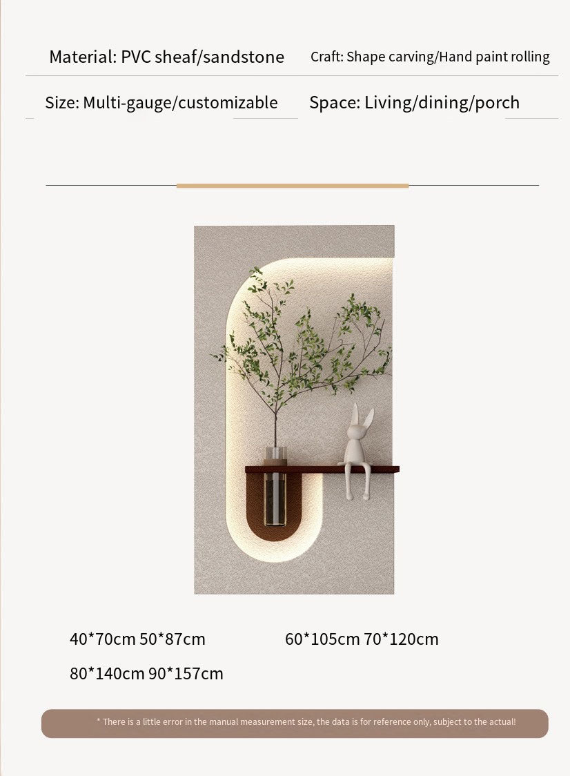 Luxury Sandstone Wall Décor with Vase and Warm Lighting – A Sophisticated Home Addition